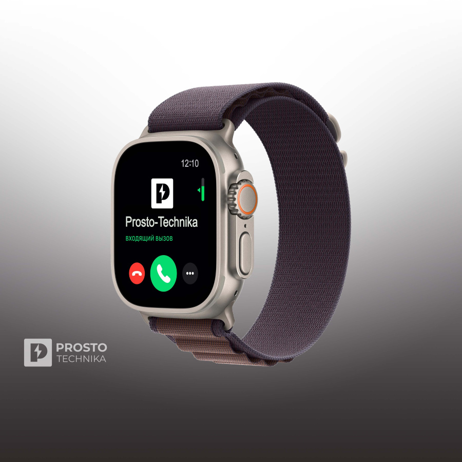 Часы Apple Watch Ultra 2, 49 мм, титан светлого цвета, ремешок Alpine цвета индиго (2023) Size S